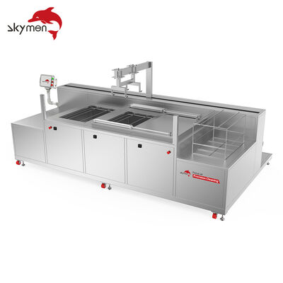 4-Tank Automatic Ultrasonic Cleaning System for Precision Parts with PLC Robotic Arm, Heating, Filtration & Drying
